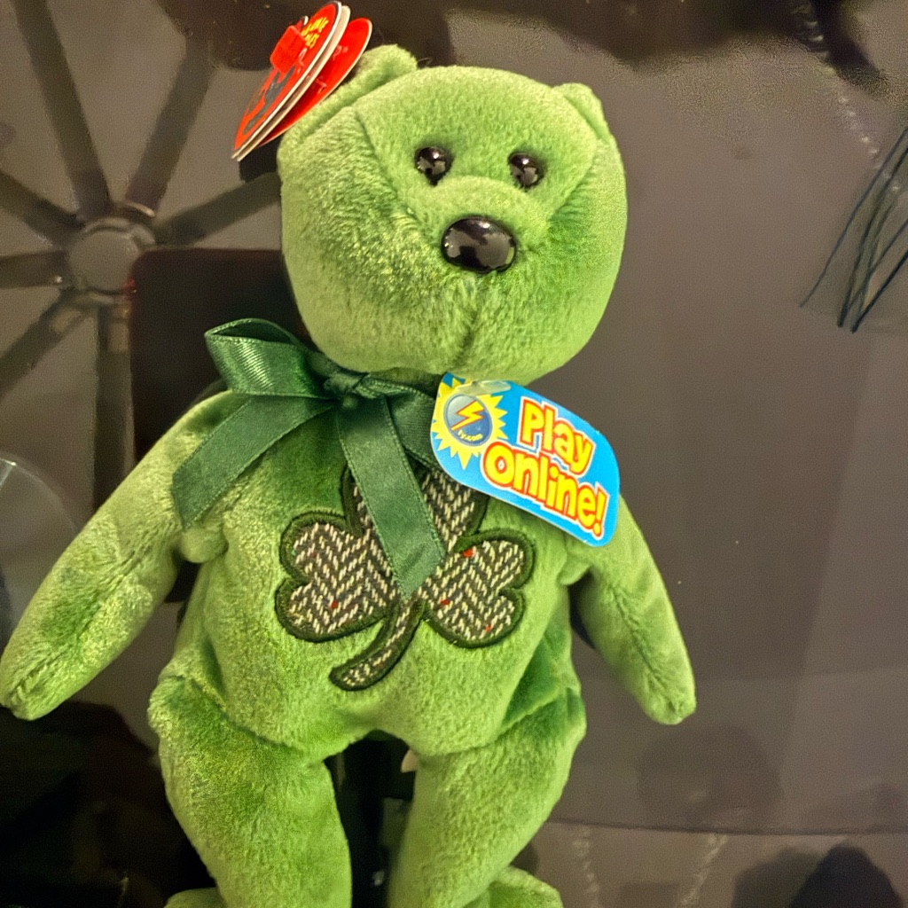 Green Plush Bear With Shamrock